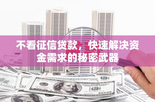 会昌不看征信贷款，快速解决资金需求的秘密武器