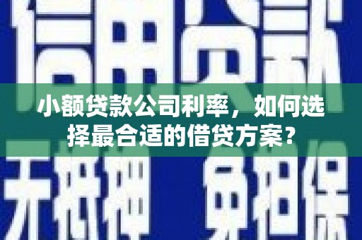 会昌小额贷款公司利率，如何选择最合适的借贷方案？