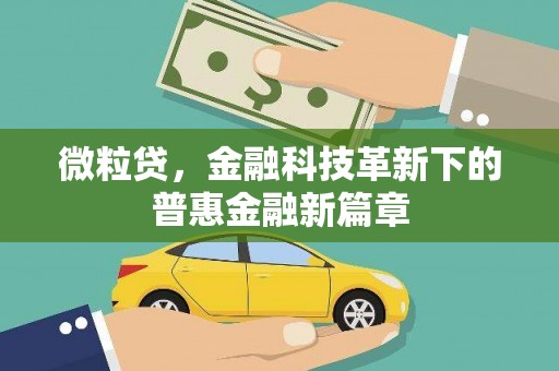 会昌微粒贷，金融科技革新下的普惠金融新篇章